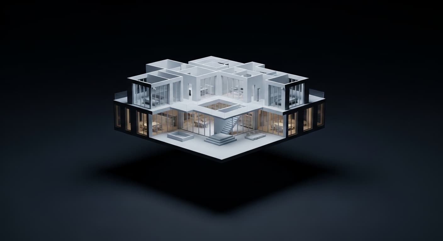 Architectural 3d model wireframe